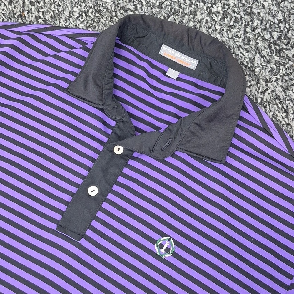 Peter‎ Millar Summer Comfort Mens Golf Polo Size Large Stripe Claret Jug